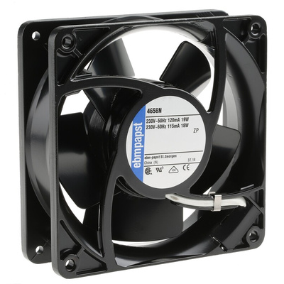 ebm-papst 4000 N Series Axial Fan, 230 V ac, AC Operation, 146m³/h, 19.5W, 119 x 119 x 38mm