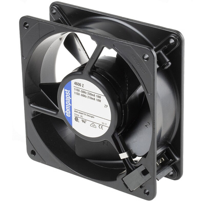 ebm-papst 4000 Z Series Axial Fan, 115 V ac, AC Operation, 180m³/h, 18W, 119 x 119 x 38mm