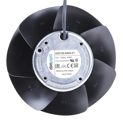 ebm-papst A2S130 Series Axial Fan, 230 V ac, AC Operation, 340m³/h, 45W, 310mA Max, IP20, 138.3 x 56.9mm