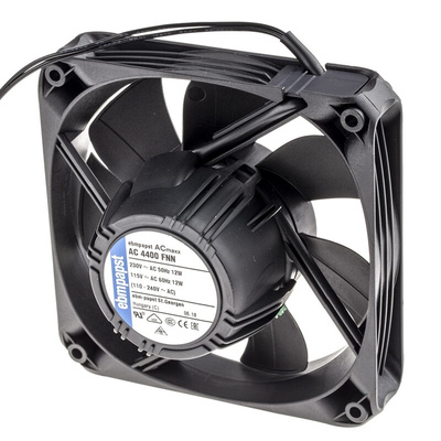 ebm-papst AC 4400 FN Series Axial Fan, 85 → 265 V ac, AC Operation, 205m³/h, 12W, 119 x 119 x 25mm
