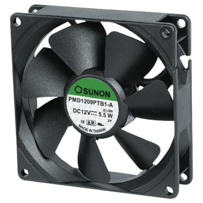 Sunon PMD Series Axial Fan, 12 V dc, DC Operation, 143m³/h, 9.1W, 760mA Max, 80 x 80 x 38mm