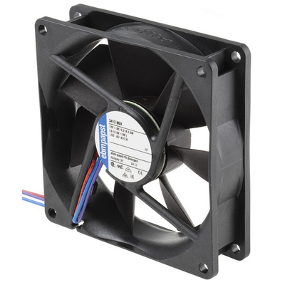 ebm-papst 3400 N Series Axial Fan, 12 V dc, DC Operation, 84m³/h, 2.5W, 92 x 92 x 25mm