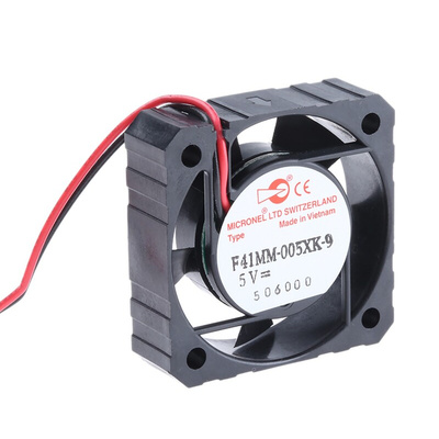 Micronel F41 Series Axial Fan, 5 V dc, DC Operation, 8.4m³/h, 565mW, 140mA Max, 41 x 41 x 12mm