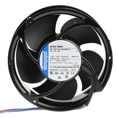ebm-papst 6300 TD - S-Force Series Axial Fan, 48 V dc, DC Operation, 950m³/h, 150W, 172 x 51mm