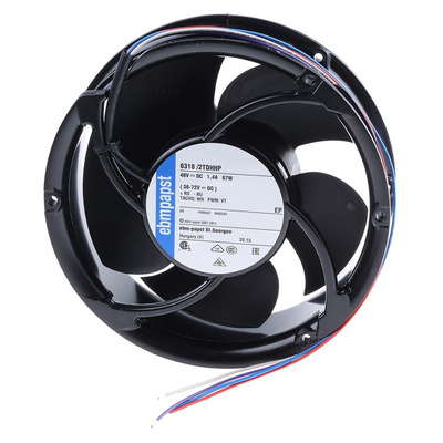 ebm-papst 6300 TD - S-Force Series Axial Fan, 48 V dc, DC Operation, 600m³/h, 40W, 172 x 51mm