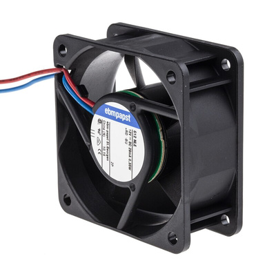 ebm-papst 600 N Series Axial Fan, 12 V dc, DC Operation, 21m³/h, 400mW, 33mA Max, 60 x 60 x 25mm