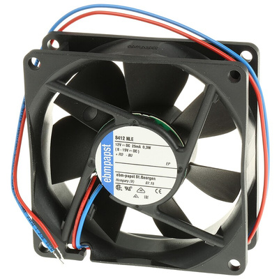 ebm-papst 8400 N Series Axial Fan, 12 V dc, DC Operation, 33m³/h, 300mW, 25mA Max, 80 x 80 x 25mm