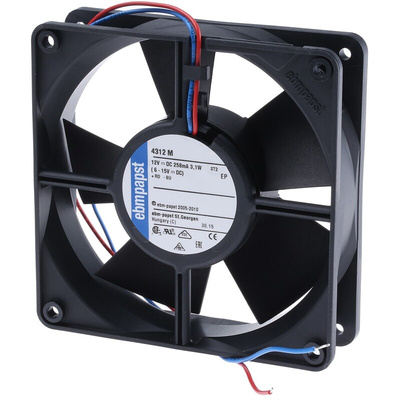 ebm-papst 4300 Series Axial Fan, 12 V dc, DC Operation, 140m³/h, 3.1W, 220mA Max, 119 x 119 x 32mm