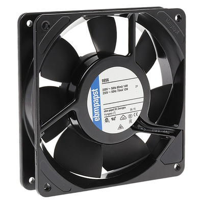 ebm-papst 4000 N Series Axial Fan Kit, 230 V ac, AC Operation, 146 m³/h @ 50 Hz, 170 m³/h @ 60 Hz, 18 W @ 60 Hz, 19.5 W