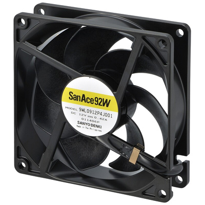 Sanyo Denki San Ace 9WL Series Axial Fan, 12 V dc, DC Operation, 132m³/h, 5.04W, 420mA Max, IP68, 92 x 92 x 25mm