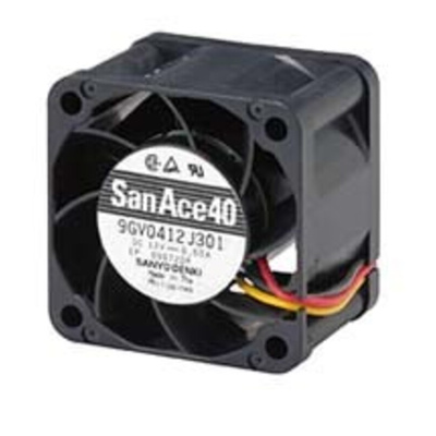 Sanyo Denki San Ace 9GV Series Axial Fan, 12 V dc, DC Operation, 40.8m³/h, 7.2W, 600mA Max, 40 x 40 x 28mm