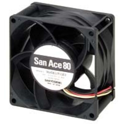 Sanyo Denki San Ace 9GV Series Axial Fan, 12 V dc, DC Operation, 222m³/h, 36W, 3A Max, 80 x 80 x 38mm