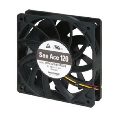 Sanyo Denki San Ace 9GV Series Axial Fan, 48 V dc, DC Operation, 289.8m³/h, 20.16W, 420mA Max, 120 x 120 x 25mm