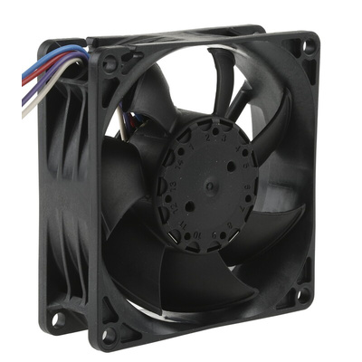 ebm-papst 8450 Series Axial Fan, 12 V dc, DC Operation, 82m³/h, 3.6W, 80 x 80 x 25mm