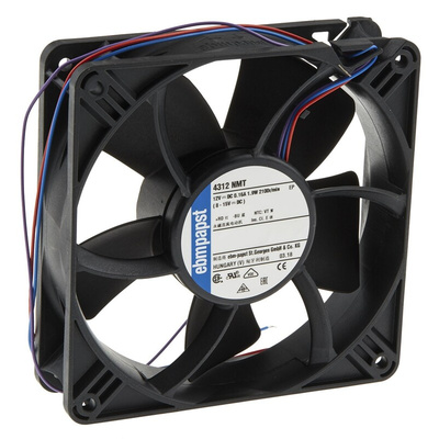ebm-papst 4300 N - S-Panther Series Axial Fan, 12 V dc, DC Operation, 148m³/h, 1.9W, 119 x 119 x 32mm