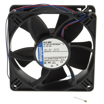 ebm-papst 4300 N - S-Panther Series Axial Fan, 12 V dc, DC Operation, 148m³/h, 1.9W, 119 x 119 x 32mm