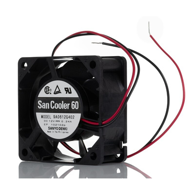 Sanyo Denki 9A Series Axial Fan, 12 V dc, DC Operation, 27.6cfm, 2.88W, 240mA Max, 60 x 60 x 25mm