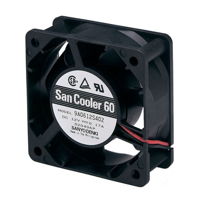 Sanyo Denki 9A Series Axial Fan, 24 V dc, DC Operation, 31.8m³/h, 1.44W, 60mA Max, 60 x 60 x 25mm