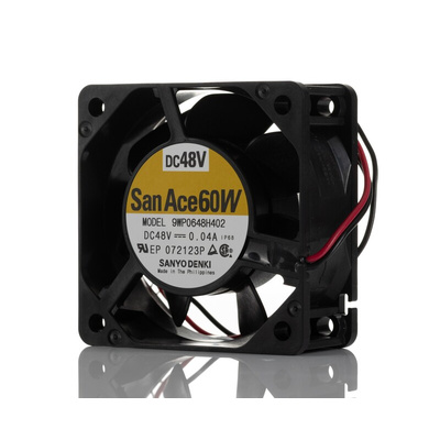 Sanyo Denki 9WP Series Axial Fan, 48 V dc, DC Operation, 18.7cfm, 1.92W, 40mA Max, IP68, 60 x 60 x 25mm