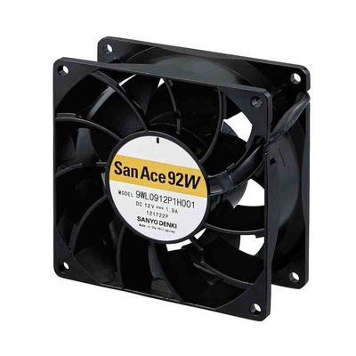 Sanyo Denki 9WL Series Axial Fan, 24 V dc, DC Operation, 3.7m³/min, 22.8W, 950mA Max, IP68, 92 x 92 x 38mm