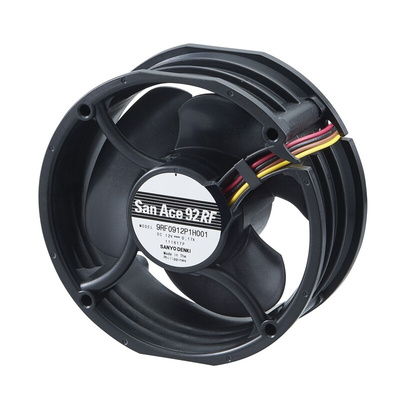 Sanyo Denki 9RF Series Axial Fan, 24 V dc, DC Operation, 1.2m³/min, 2.2W, 90mA Max, 92 x 92 x 38mm