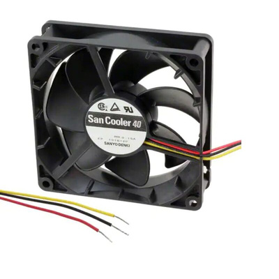 Sanyo Denki 109P Series Axial Fan, 12 V dc, DC Operation, 13.4cfm, 3.36W, 280mA Max, 40 x 40 x 28mm