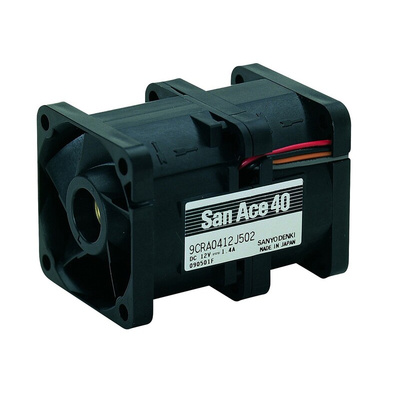 Sanyo Denki 9CRA Series Axial Fan, 12 V dc, DC Operation, 27.19cfm, 1A Max, 40 x 40 x 56mm