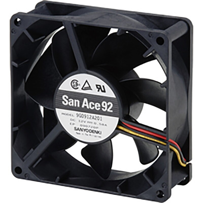 Sanyo Denki 9G Series Axial Fan, 24 V dc, DC Operation, 120.1m³/h, 4.56W, 190mA Max, 92 x 92 x 32mm
