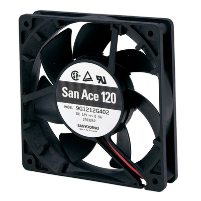Sanyo Denki 9G Series Axial Fan, 24 V dc, DC Operation, 195.4m³/h, 8.88W, 370mA Max, 119 x 119 x 25mm