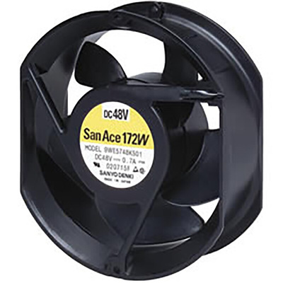 Sanyo Denki 9WE Series Axial Fan, 48 V dc, DC Operation, 509.7m³/h, 33.6W, 700mA Max, IP68, 172 x 150 x 51mm