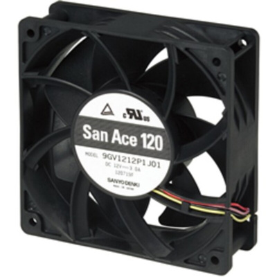 Sanyo Denki Axial Fan, 48 V dc, DC Operation, 224cfm, 36W, 750mA Max, 120 x 120 x 38mm