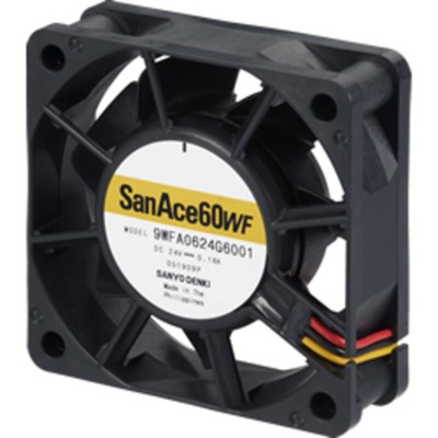 Sanyo Denki Axial Fan, 24 V dc, DC Operation, 27.9cfm, 3.8W, 160mA Max, IP68, 60 x 60 x 20mm