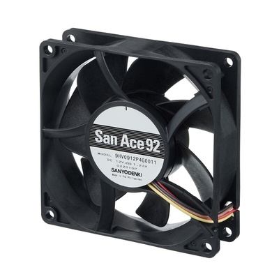 Sanyo Denki Axial Fan, 12 V dc, DC Operation, 97.1cfm, 8.52W, 710mA Max, 92 x 92 x 25mm