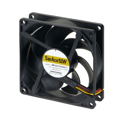 Sanyo Denki Axial Fan, 24 V dc, DC Operation, 86.5cfm, 6W, 250mA Max, IP68, 92 x 92 x 25mm