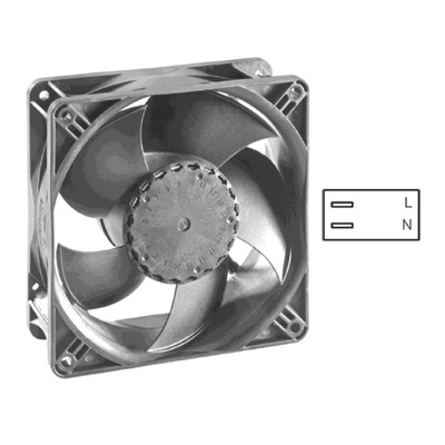 ebm-papst AxiACi 120 Series Axial Fan, 115 V ac, 230 V ac, AC Operation, 110m³/h, 3.6W, IP65, 120 x 120 x 38mm