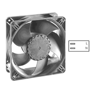 ebm-papst AxiACi 120 Series Axial Fan, 115 V ac, 230 V ac, AC Operation, 82m³/h, 1.7W, IP65, 120 x 120 x 38mm