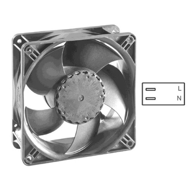 ebm-papst AxiACi 120 Series Axial Fan, 115 V ac, 230 V ac, AC Operation, 64m³/h, 1.1W, IP65, 120 x 120 x 38mm