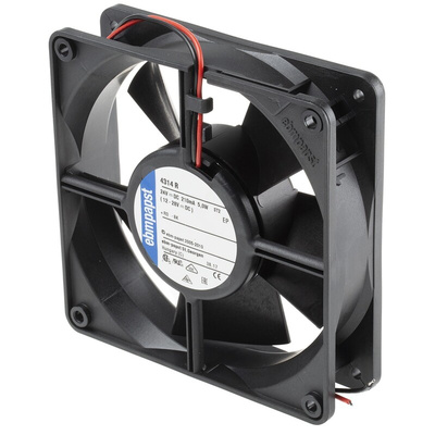 ebm-papst 4300 Series Axial Fan, 24 V dc, DC Operation, 170m³/h, 5W, 208mA Max, 119 x 119 x 32mm