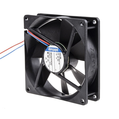 ebm-papst 3400 N Series Axial Fan, 24 V dc, DC Operation, 61m³/h, 1.4W, 58mA Max, 92 x 92 x 25mm