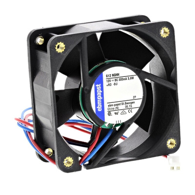 ebm-papst 600 N Series Axial Fan, 12 V dc, DC Operation, 56m³/h, 3.8W, 60 x 60 x 25mm