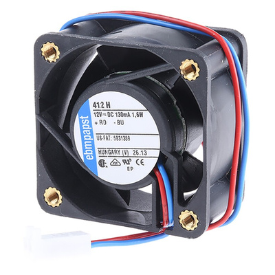 ebm-papst 400 Series Axial Fan, 12 V dc, DC Operation, 13.5m³/h, 1.6W, 40 x 40 x 20mm