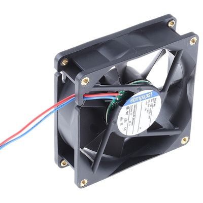 ebm-papst 8400 N Series Axial Fan, 24 V dc, DC Operation, 79m³/h, 2.4W, 80 x 80 x 25mm