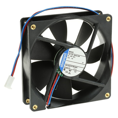 ebm-papst 3400 N Series Axial Fan, 12 V dc, DC Operation, 84m³/h, 2.2W, 92 x 92 x 25mm