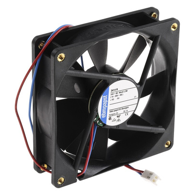 ebm-papst 3400 N Series Axial Fan, 24 V dc, DC Operation, 84m³/h, 2.3W, 92 x 92 x 25mm