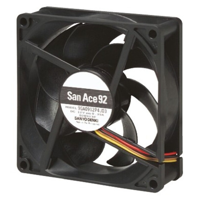 Sanyo Denki San Ace 9S Series Axial Fan, 12 V dc, DC Operation, 75.6m³/h, 1.68W, 140mA Max, 92 x 92 x 25mm