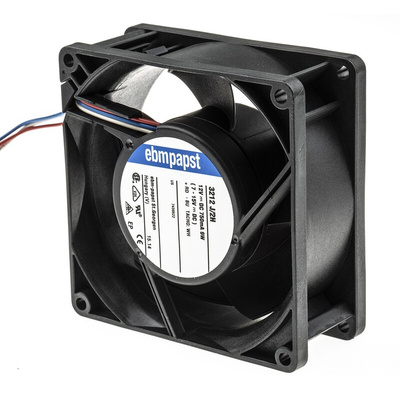 ebm-papst 3200 J - S-Force Series Axial Fan, 12 V dc, DC Operation, 146m³/h, 9W, 92 x 92 x 38mm