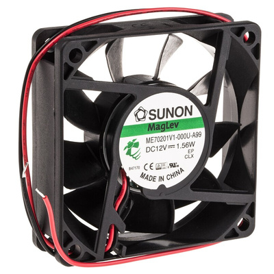 Sunon ME Series Axial Fan, 12 V dc, DC Operation, 49.3m³/h, 1.56W, 130mA Max, 70 x 70 x 20mm