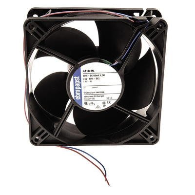 ebm-papst 4400 Series Axial Fan, 48 V dc, DC Operation, 168m³/h, 3.2W, 119 x 119 x 38mm