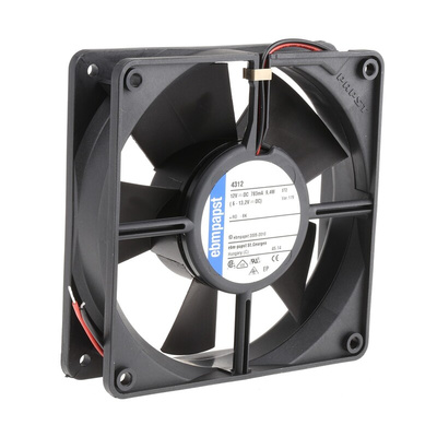 ebm-papst 4300 Series Axial Fan, 12 V dc, DC Operation, 204m³/h, 9.4W, 119 x 119 x 32mm