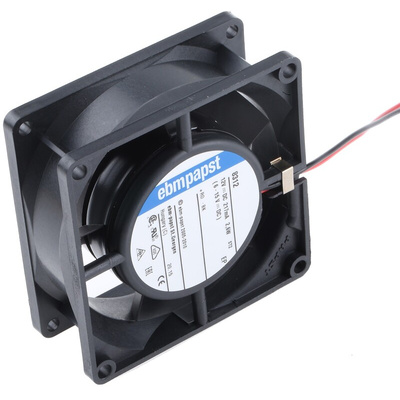 ebm-papst 8300 Series Axial Fan, 12 V dc, DC Operation, 54m³/h, 2.6W, 80 x 80 x 32mm